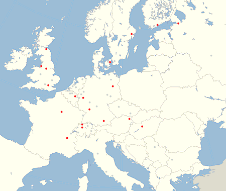 Map showing places visisted by Benedict
